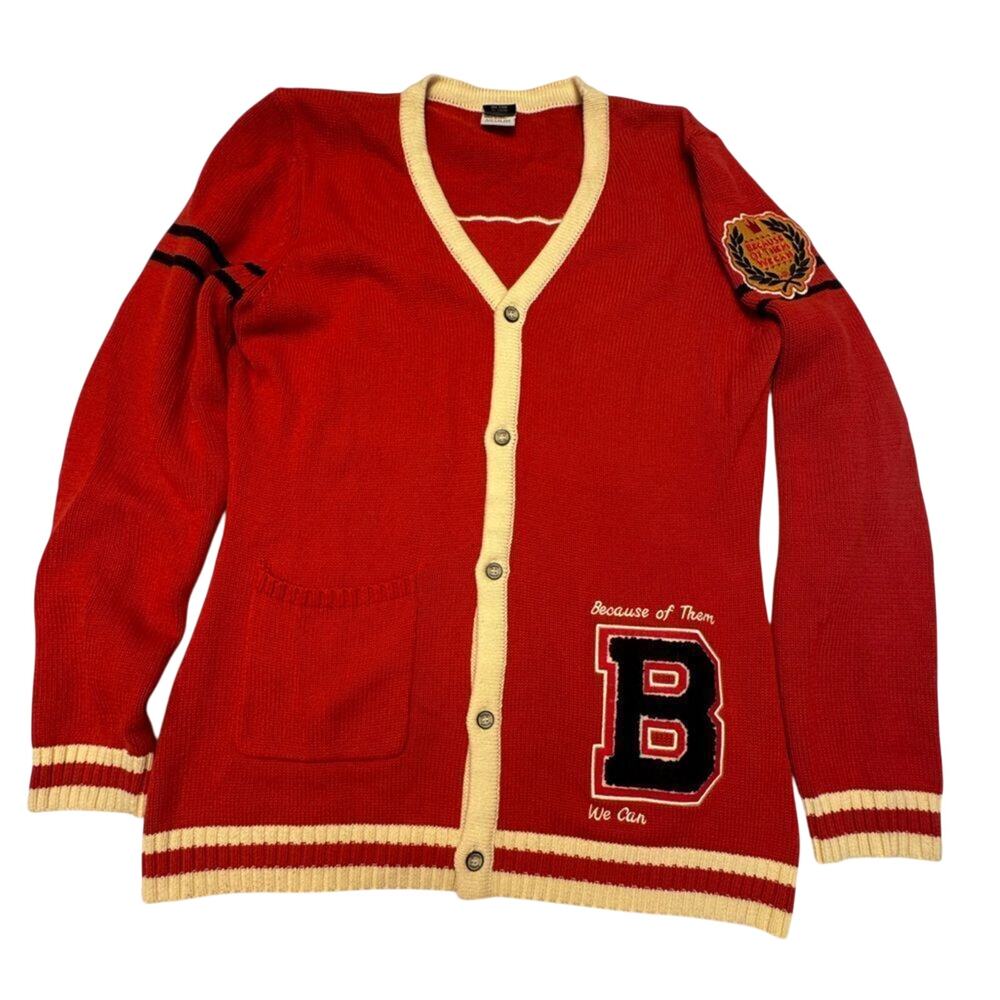 Because of them we can retro preppy cardigan BIPOC academia Size M cotton